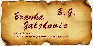 Branka Galjković vizit kartica